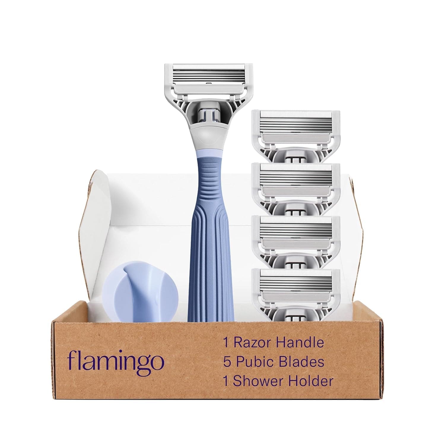Flamingo Pubic Hair Razor Shaving Kit for Women - Razor Handle, 4 Refills