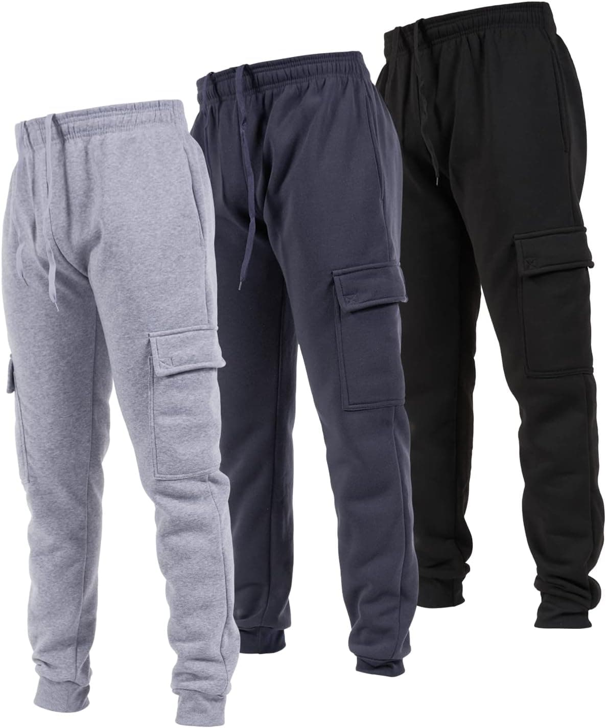 Ultra Performance Mens Sweatpants 3 Pack Fleece Cargo Joggers, with Pockets