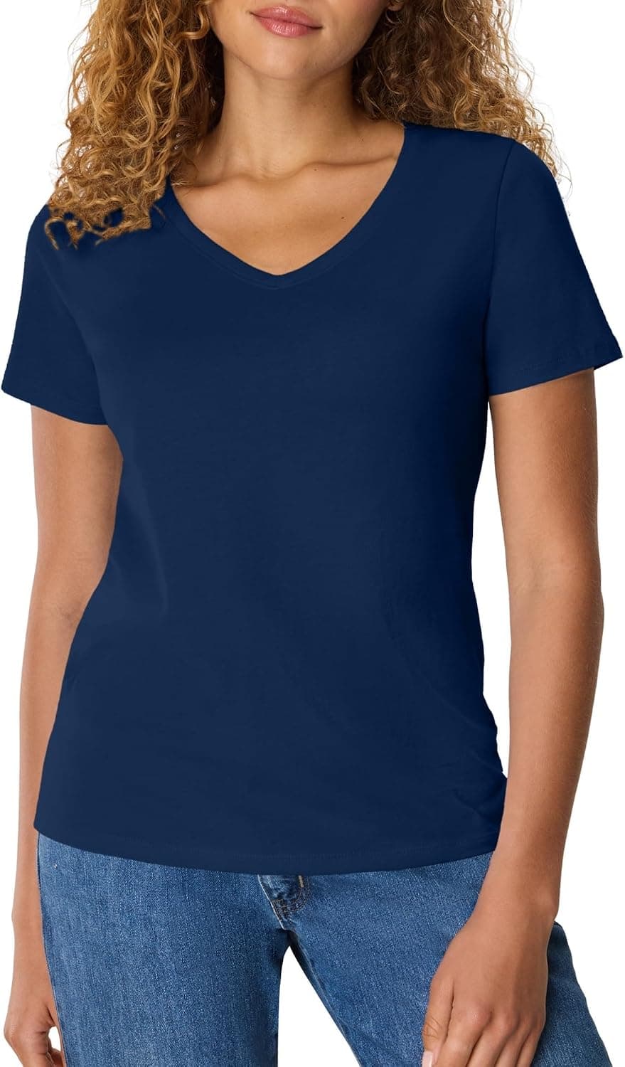Hanes Women's Perfect-T V-neck T-shirt, Cotton Short Sleeve Tee for Women, 1 or 2-Pack