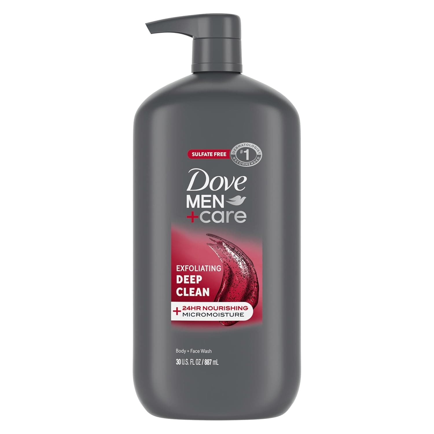 DOVE MEN + CARE Body and Face Wash Exfoliating Deep Clean for Men, 30 oz