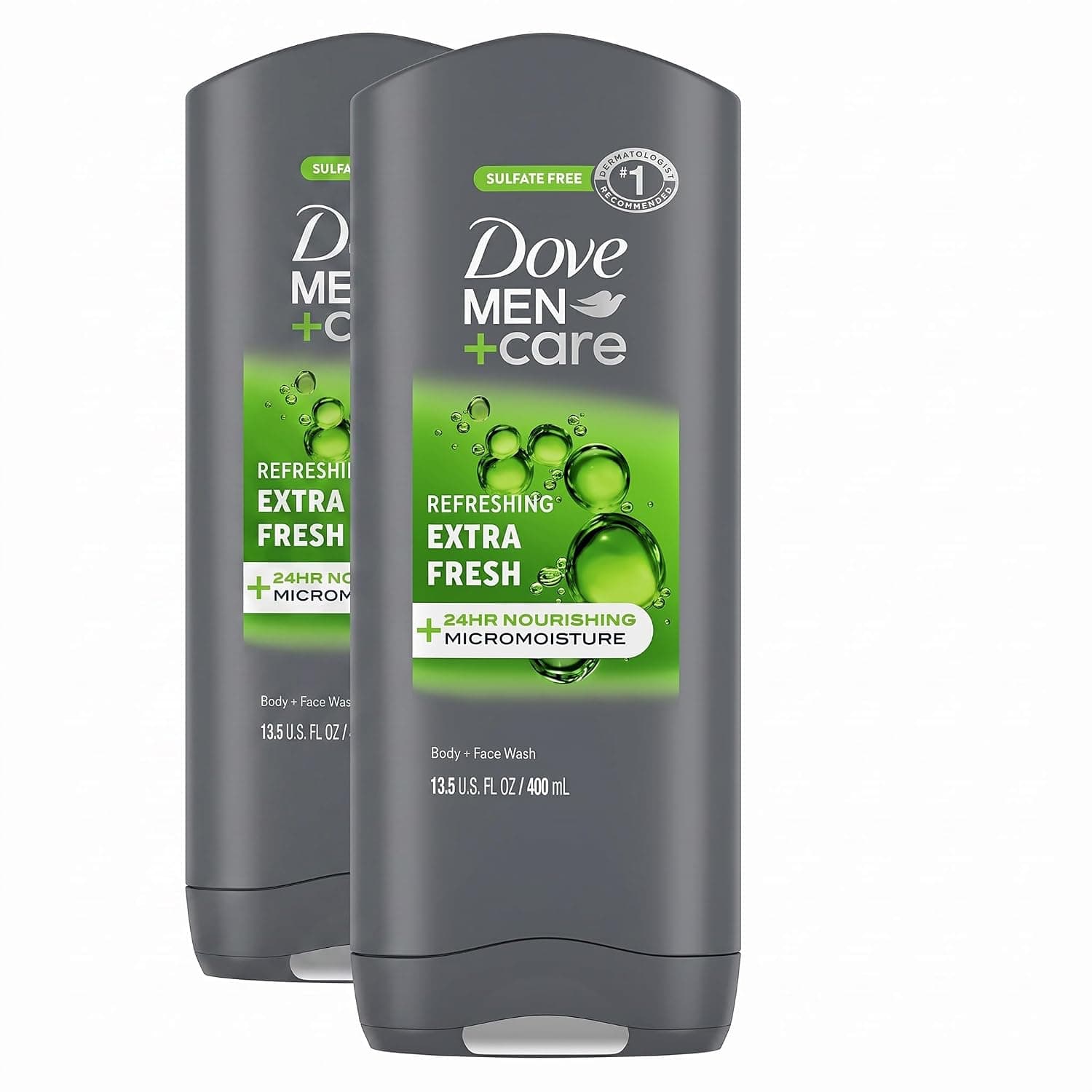 Dove Men+Care Body Wash for Fresh Skin | Extra Fresh | Washes Away Bacteria | Nourishing Formula | 13.5 oz 2-Pack