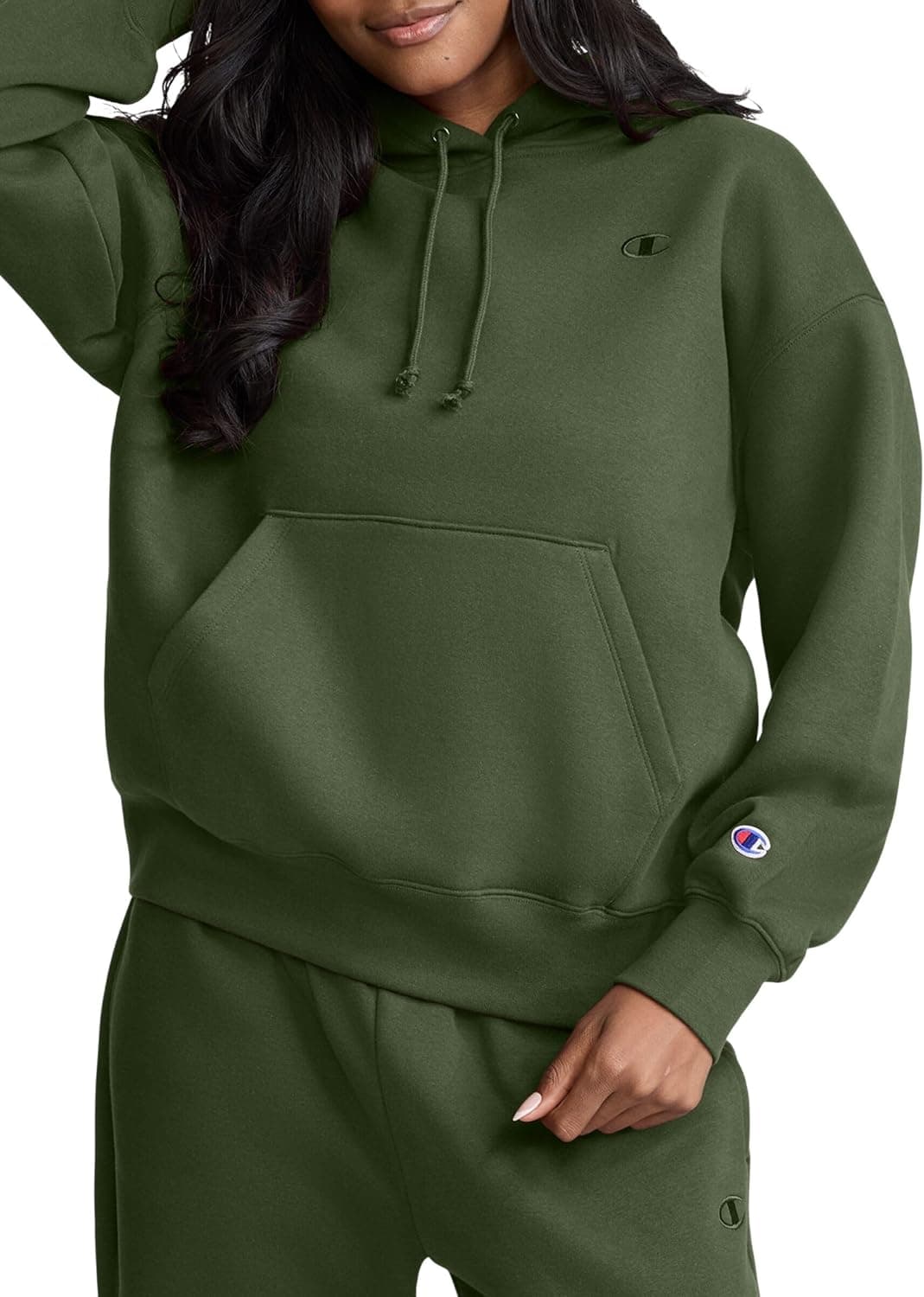 Champion Women's Powerblend Fleece Pullover Hoodie, C Logo