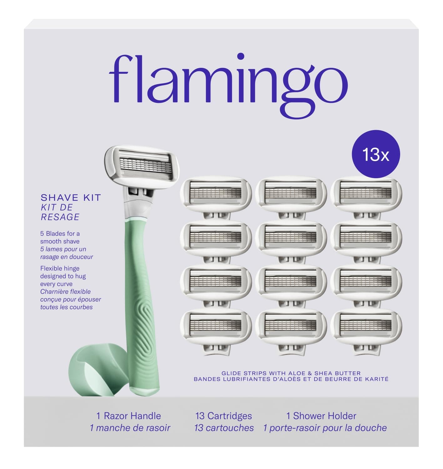 Flamingo Razors for Women - Razor Handle and 13 Blade Refills