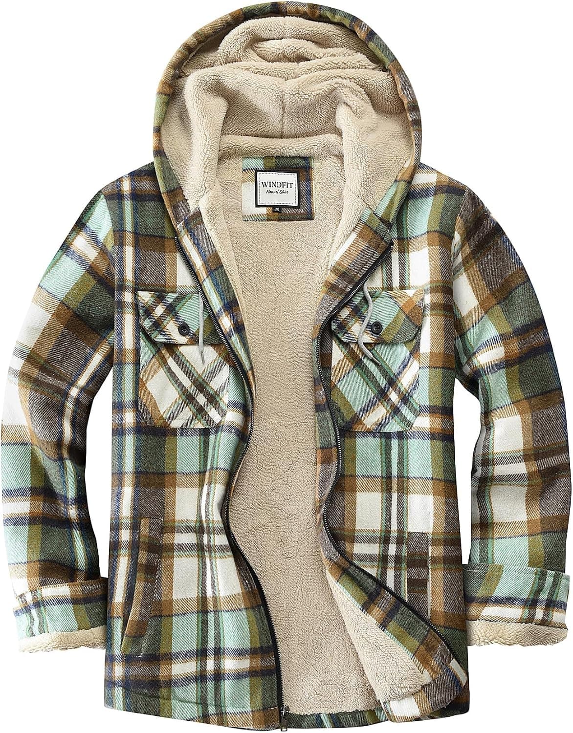 Women's Full Zip Fleece Flannel Jacket Plaid Sherpa Lined Jacket