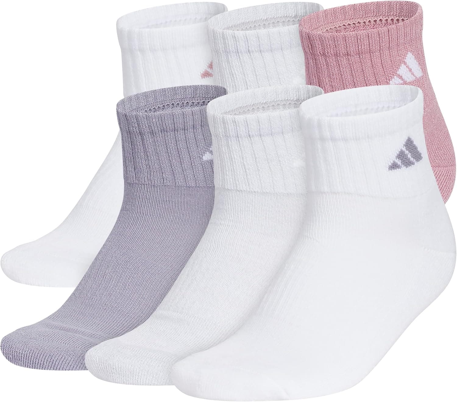 adidas Women's Athletic Cushioned Quarter Ankle Socks 6 Pairs