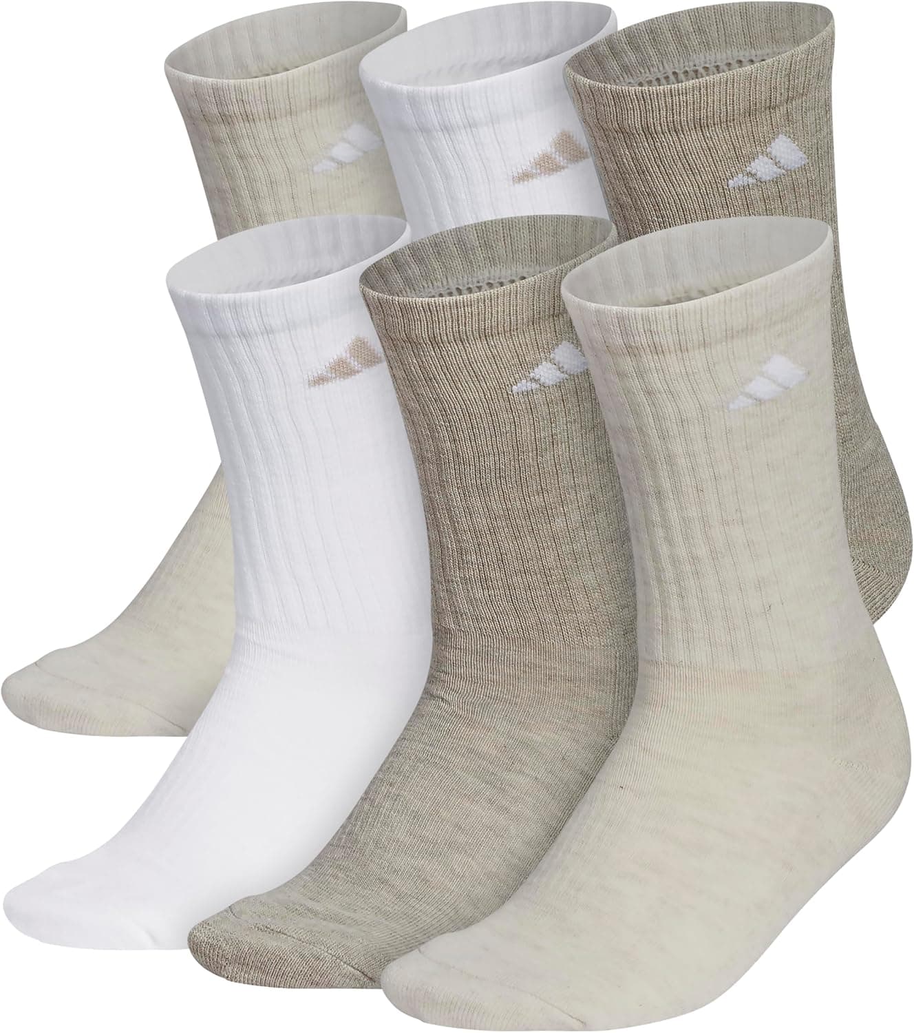 adidas Women's Athletic Cushioned Crew Socks 6 Pairs
