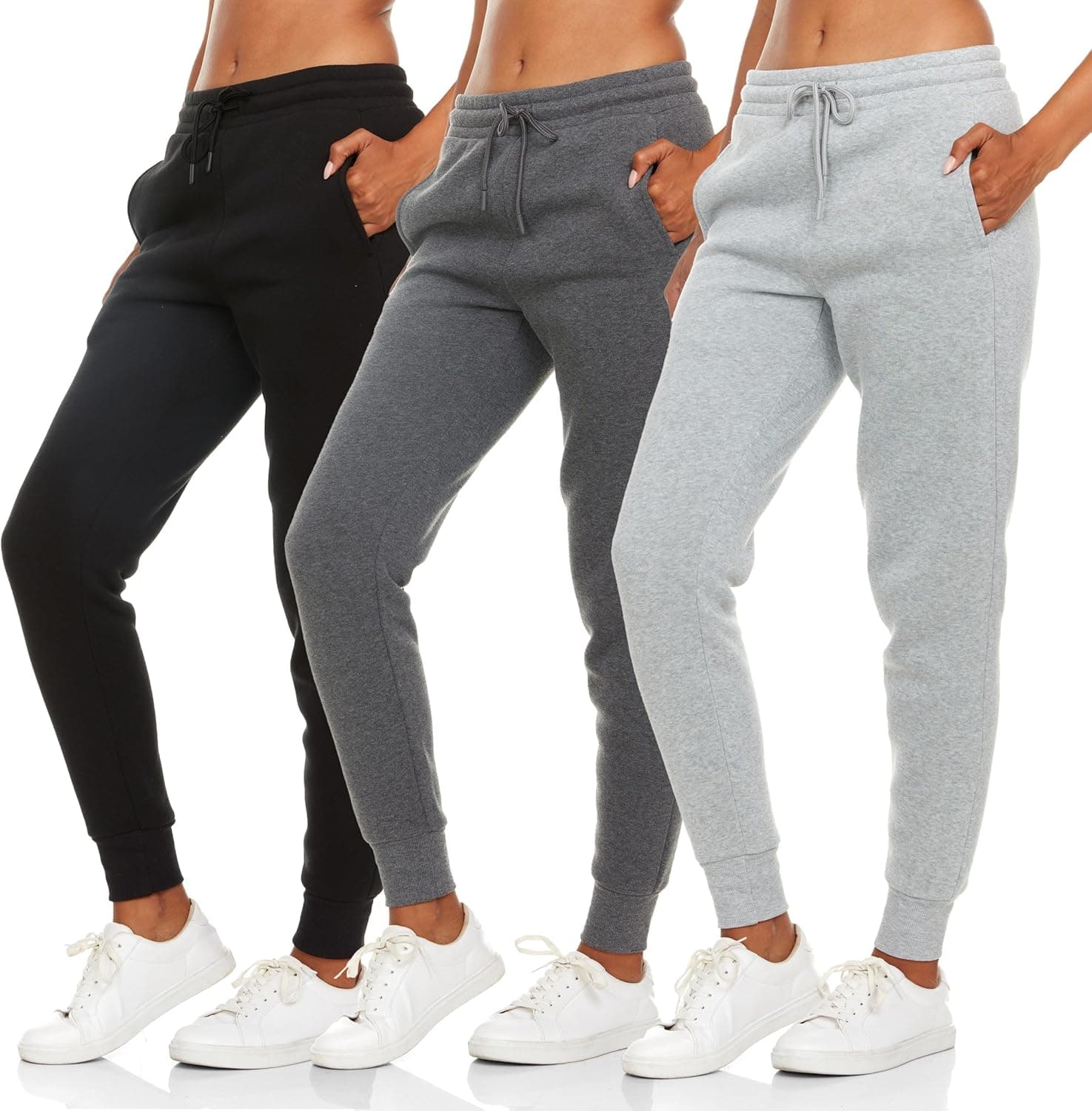 BottomLine 3 Pack Sweatpants Women, Fleece Womens Joggers with Pockets