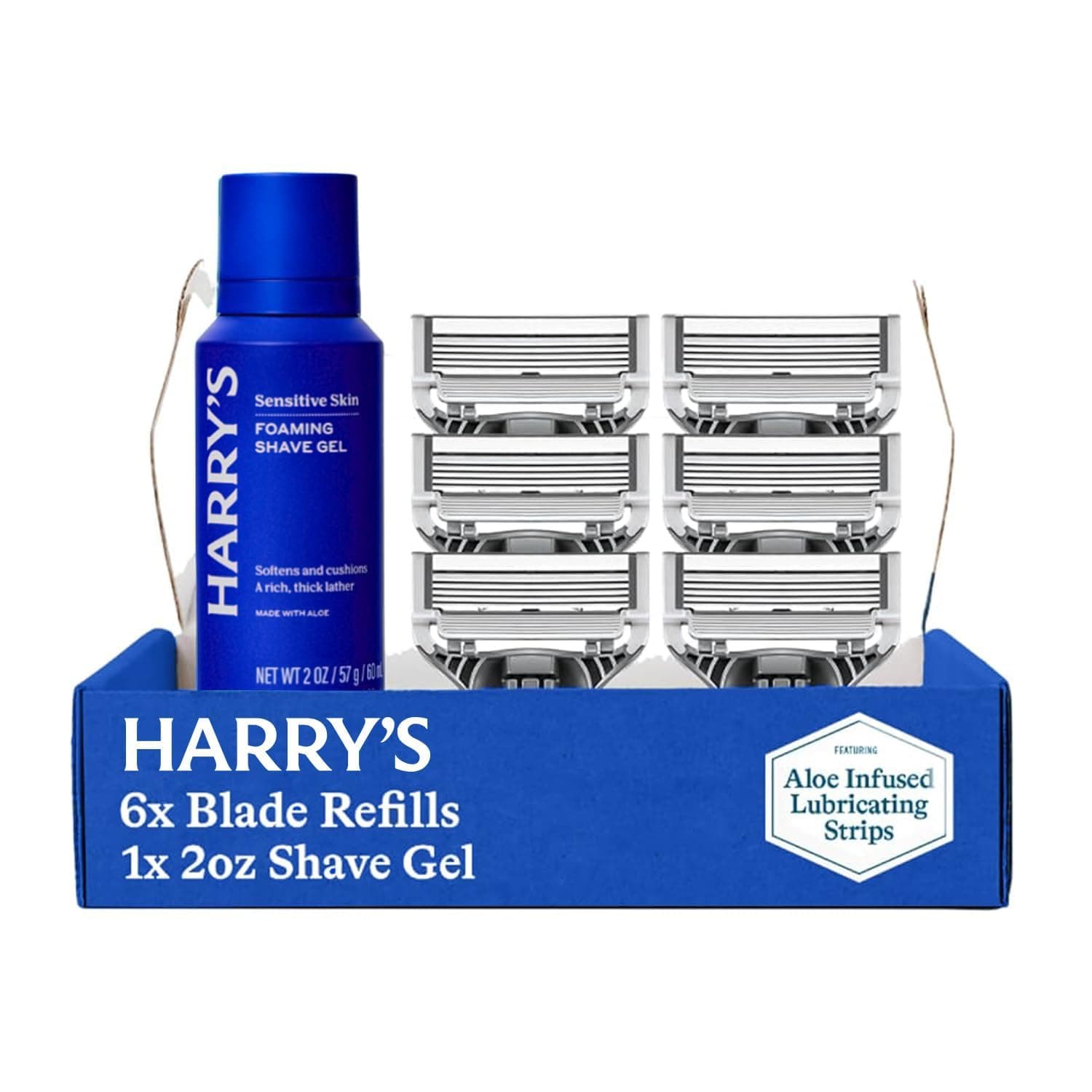 Harry's Original Shaving Kit for Men - 6 Razor Blade Refills, Shave Gel