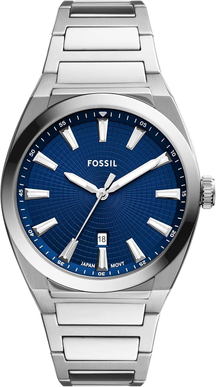 Fossil Men's Everett Quartz Stainless Steel Watch, Three-Hand Watch for Men