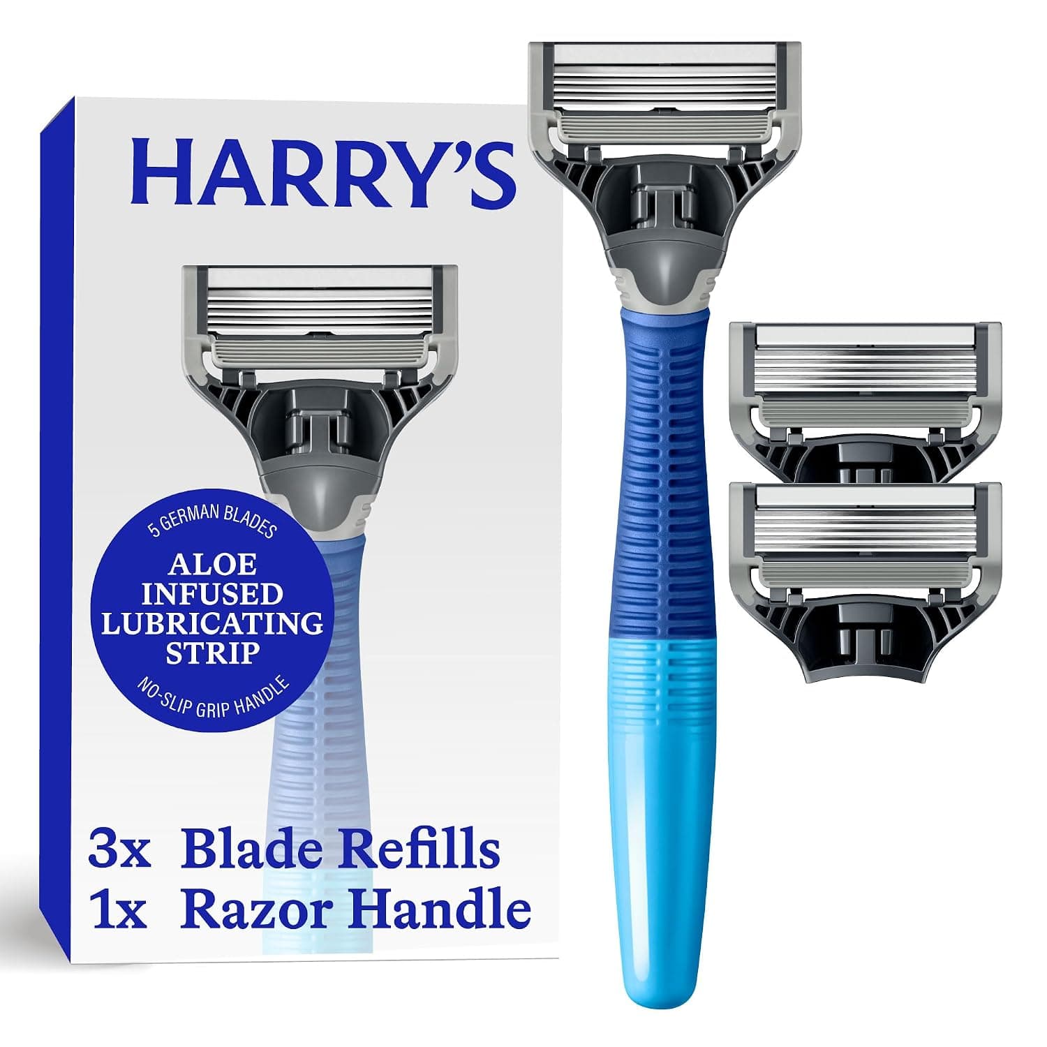 Harry's Original Shaving Kit for Men - Razor Handle, 3 Razor Blade Refills