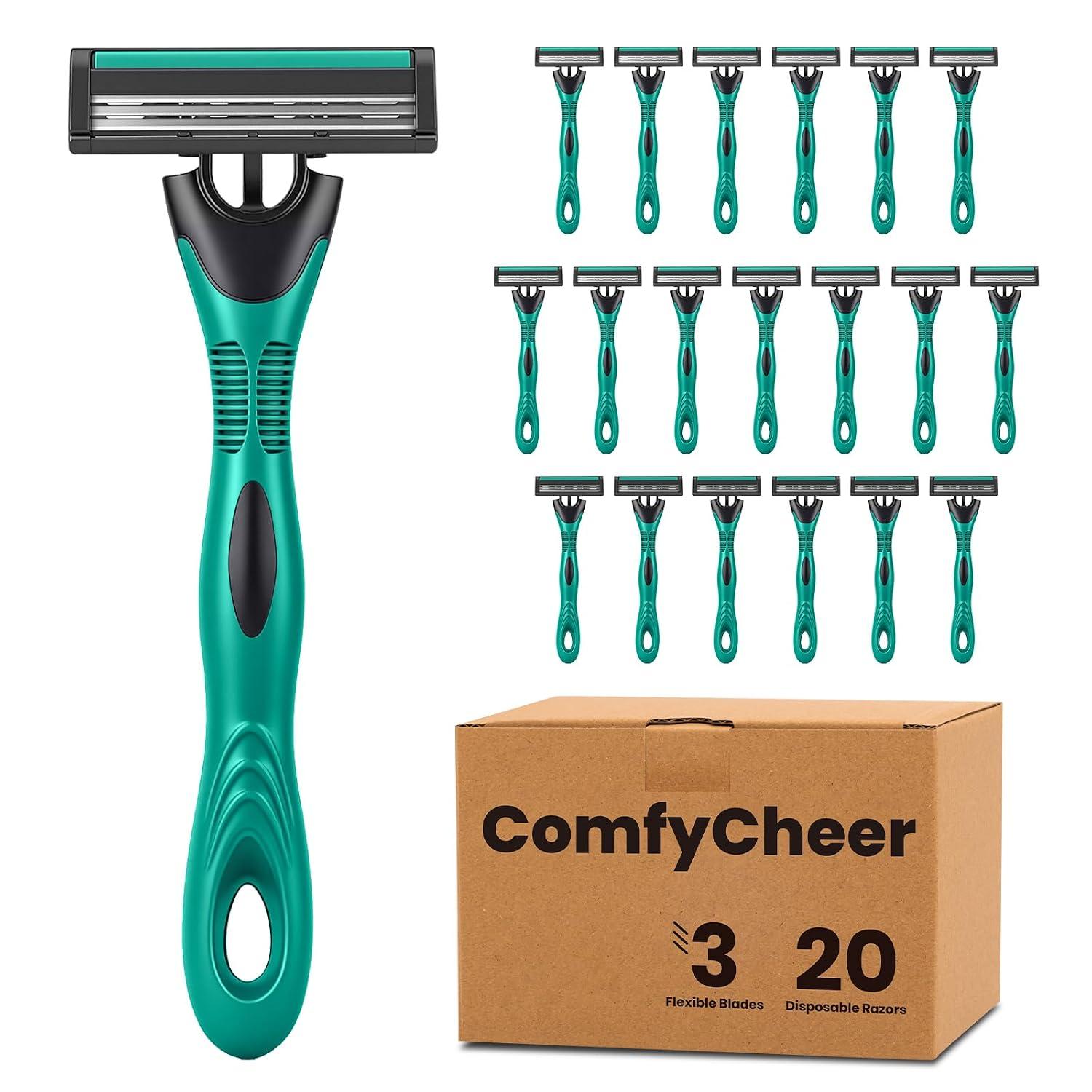 20 count Disposable Razors Blades for Men,3-Blade Razors