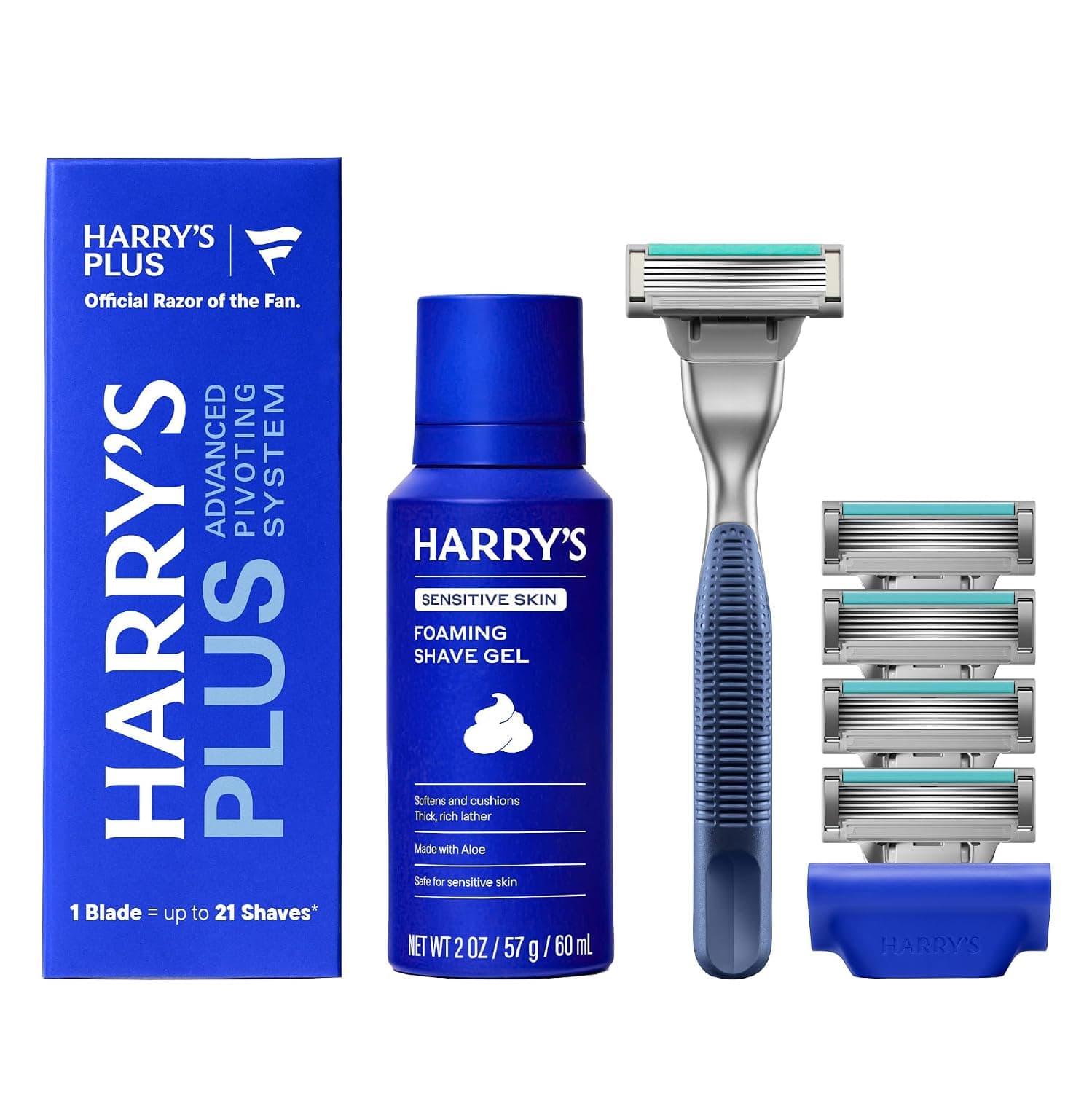 Harry's Plus Shaving Kit for Men - Premium Handle, 5 Razor Blade Cartridges